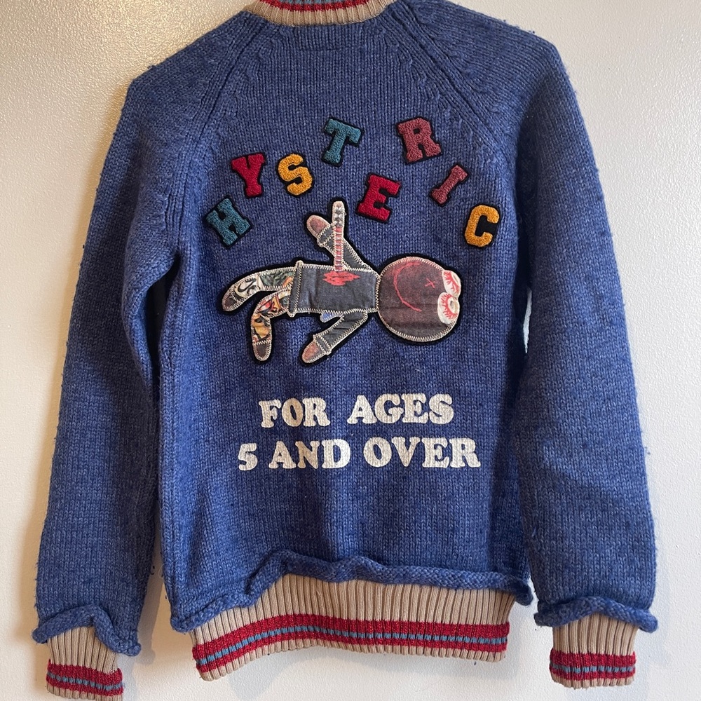 Hysteric Glamour For Ages 5 & Over Blue Knit Cardigan Cowichan Jacket Small